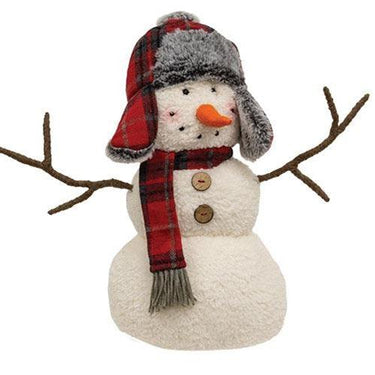 Large Winter Plaid Snowman Sitter - The Fox Decor